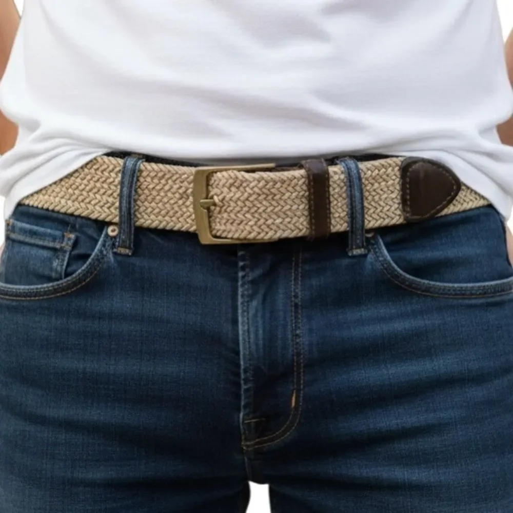 Men’s Tan Braided Woven Belt